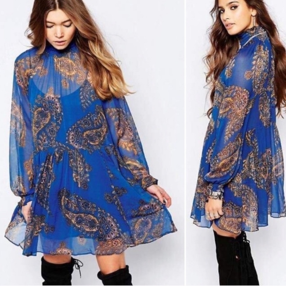 Free People Dress 'Moonstruck' Blue Pasiely New